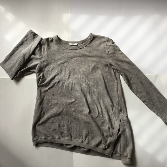 Asymmetrical Side Slit Tunic Tee Shirt by Lush MED Gray - Picture 1 of 10